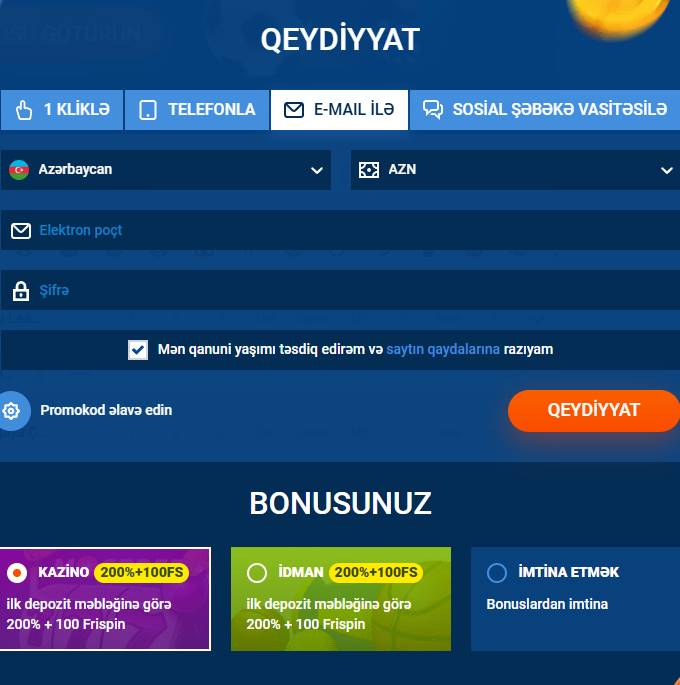 Saytdan istifadə etməyə başlamazdan əvvəl qeydiyyatdan keçməyi unutmayın